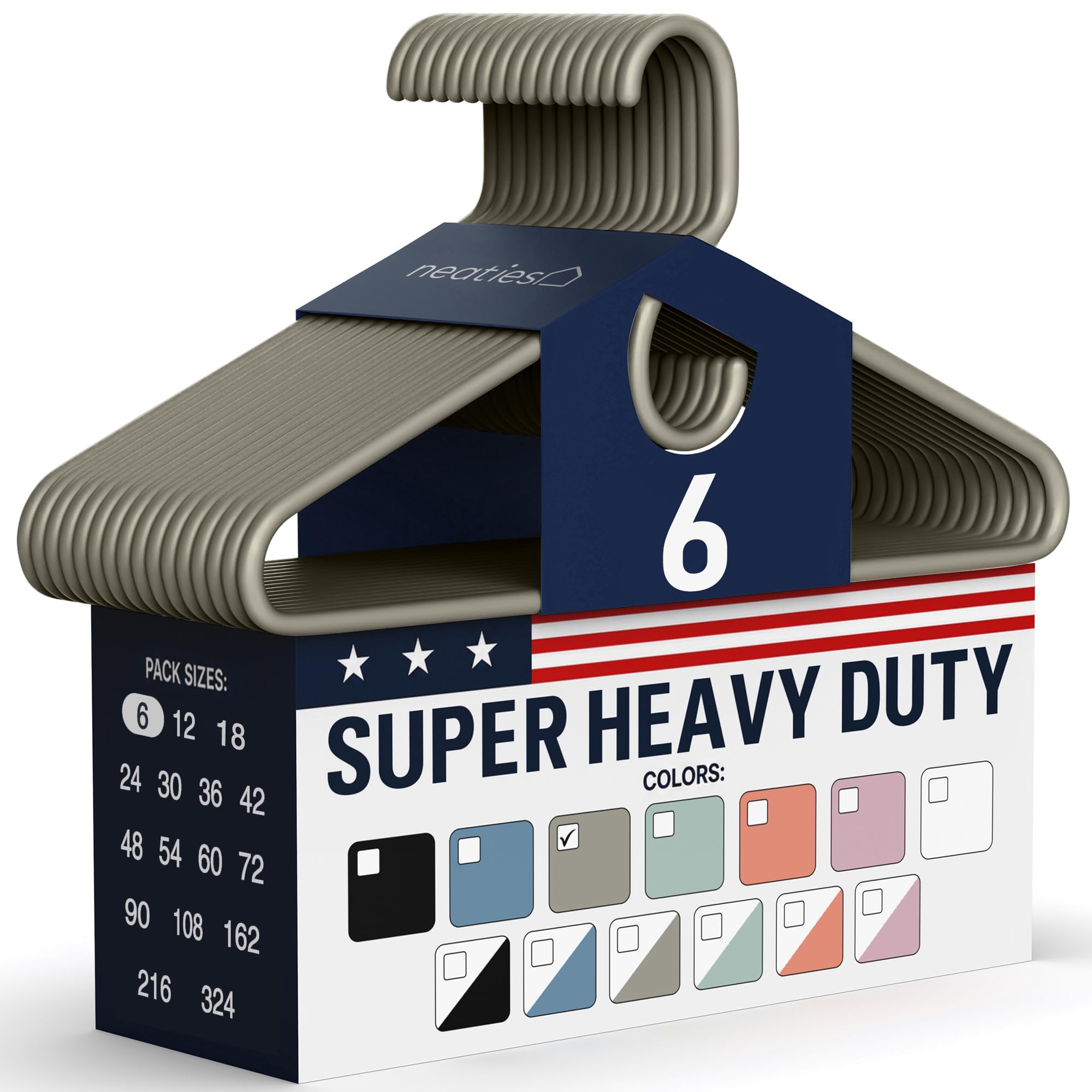 06pk Made in USA Super Heavy Duty Plastic Clothes Hangers Bulk | 20 30 50 100 Pack Available | Strong Plastic Hangers | Plastic Coat Hangers | Plastic Hanger for Closet and Clothing Hangars (Gray) — 06pk Made in USA Super Heavy Duty Plastic Clothes Hangers Bulk | 20 30 50 100 Pack Available | Strong Plastic Hangers | Plastic Coat Hangers | Plastic Hanger for Closet and Clothing Hangars (Gray)