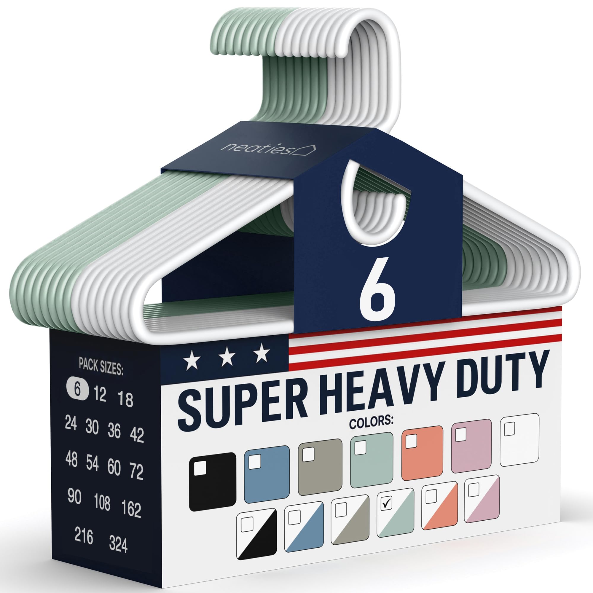06pk Made in USA Super Heavy Duty Plastic Clothes Hangers Bulk, 20 30 50 100 Pack Available, Strong Plastic Hangers, Plastic Coat Hangers, Plastic Hanger for Closet and Clothing Hangars (White/Mint) — 06pk Made in USA Super Heavy Duty Plastic Clothes Hangers Bulk, 20 30 50 100 Pack Available, Strong Plastic Hangers, Plastic Coat Hangers, Plastic Hanger for Closet and Clothing Hangars (White/Mint)