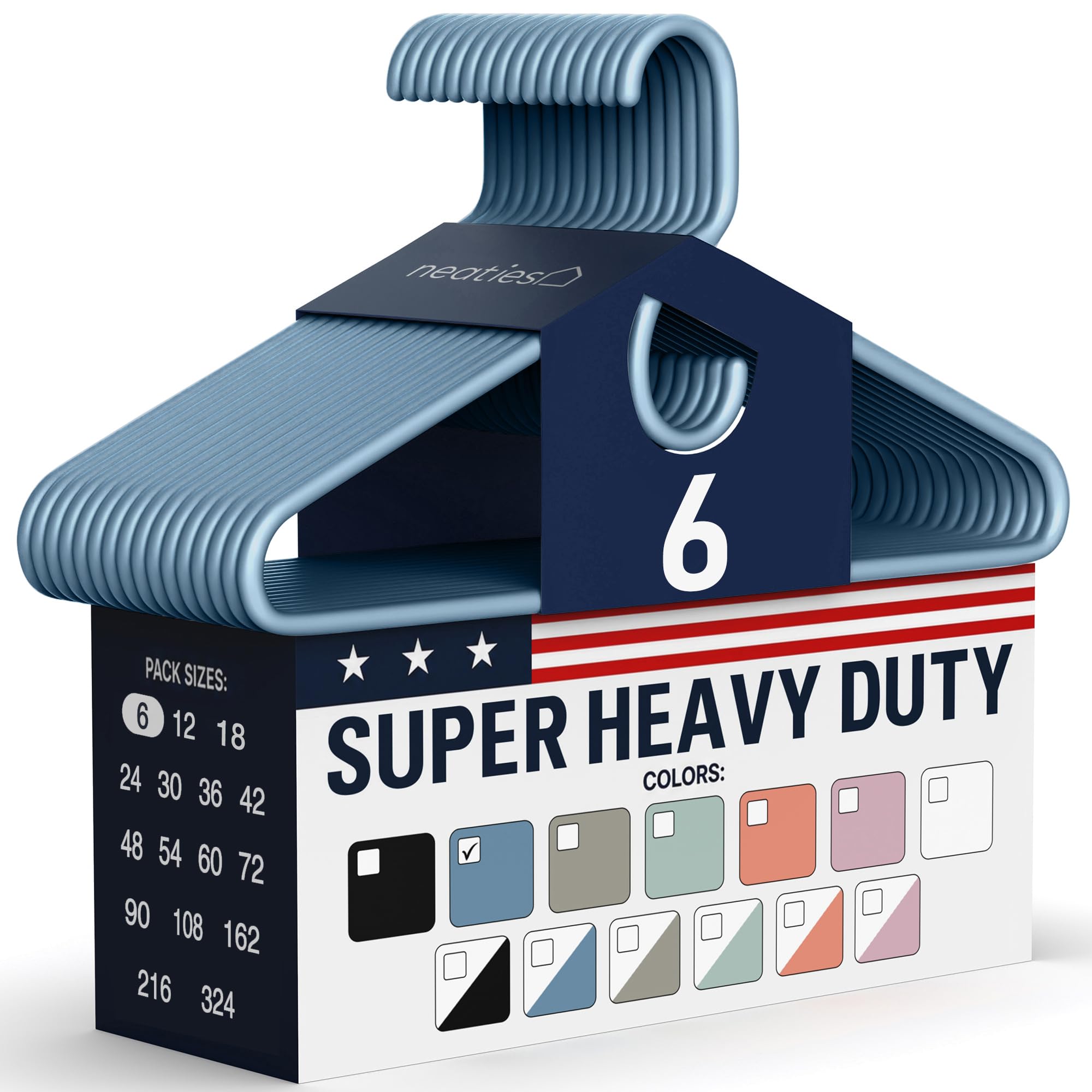 06pk Made in USA Super Heavy Duty Plastic Clothes Hangers Bulk | 20 30 50 100 Pack Available | Strong Plastic Hangers | Plastic Coat Hangers | Plastic Hanger for Closet and Clothing Hangars (Blue) — 06pk Made in USA Super Heavy Duty Plastic Clothes Hangers Bulk | 20 30 50 100 Pack Available | Strong Plastic Hangers | Plastic Coat Hangers | Plastic Hanger for Closet and Clothing Hangars (Blue)